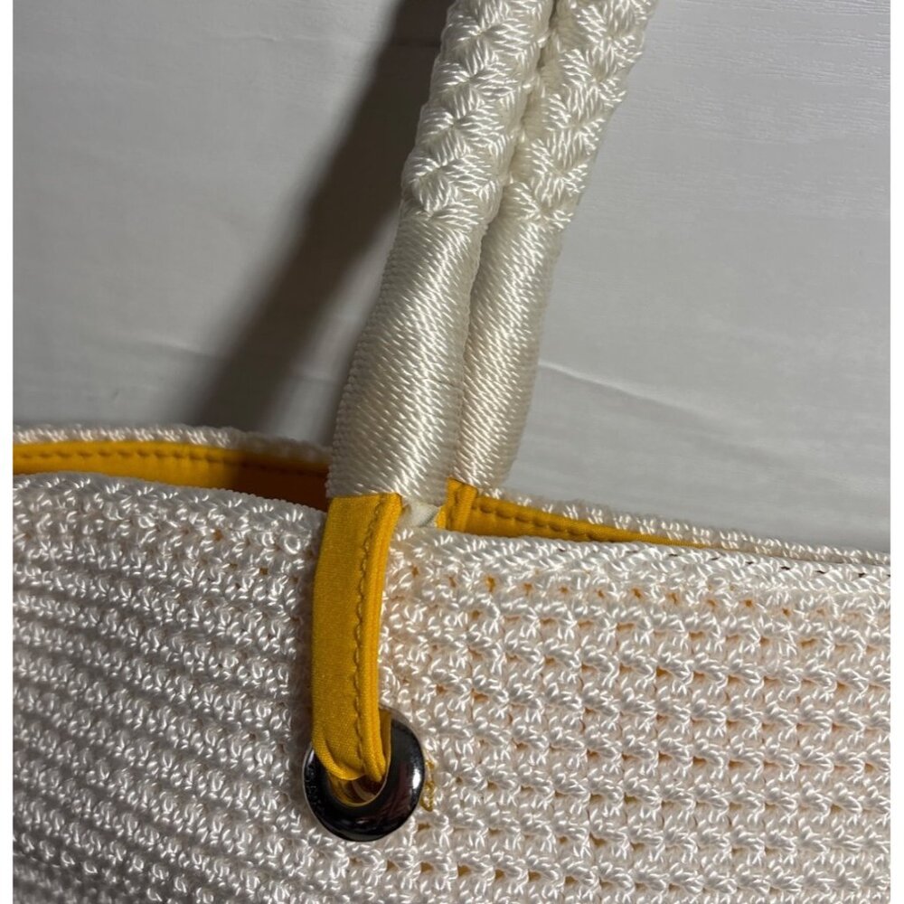 The Sak Tote Bag Purse Daffodil Crochet White & Yellow Rope Handles Beach NEW - Picture 6 of 16